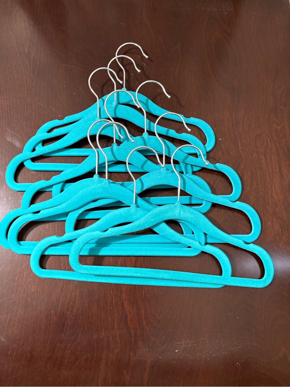 Target Kids Teal Flocked Velvet and Plastic Hangers (30 total)